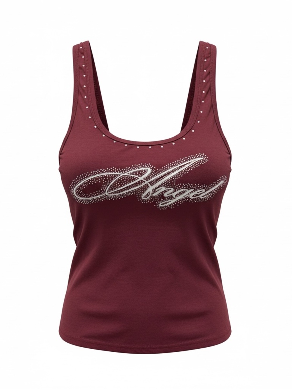 Women's Maroon Embellished Tank Top